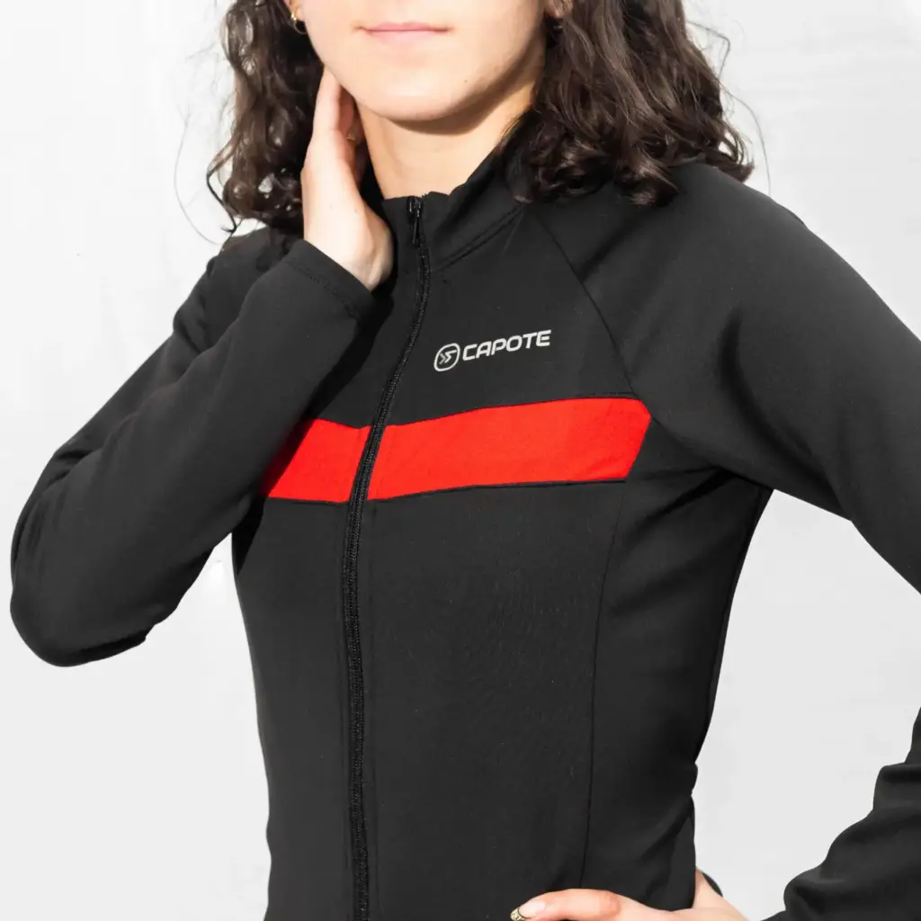 CHAQUETA-DAMA-TERMICA-K2-LINE-RED-DE-CICLISMO-DETALLE