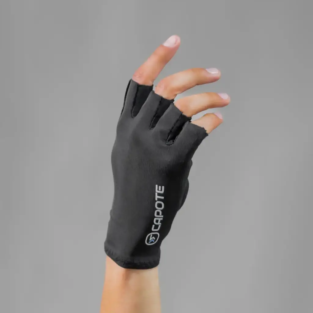 GUANTES DE CICLISMO CAPOTE NEGRO – FRENTE-DETALLE