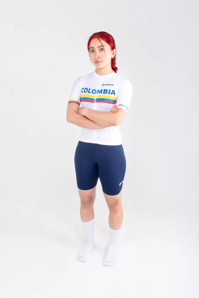 1. JERSEY DE CICLISMO COLOMBIA – CAPOTE – MANGA CORTA – MUJER – FRENTE