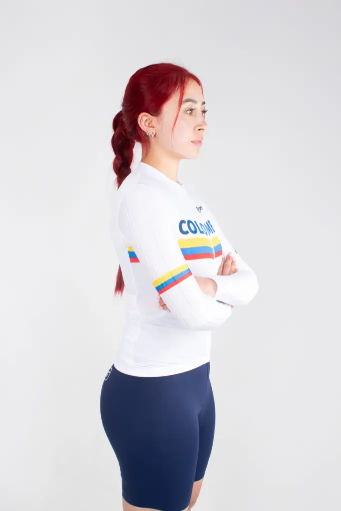 6. JERSEY DE CICLISMO COLOMBIA – CAPOTE – MANGA LARGA – MUJER – LATERAL