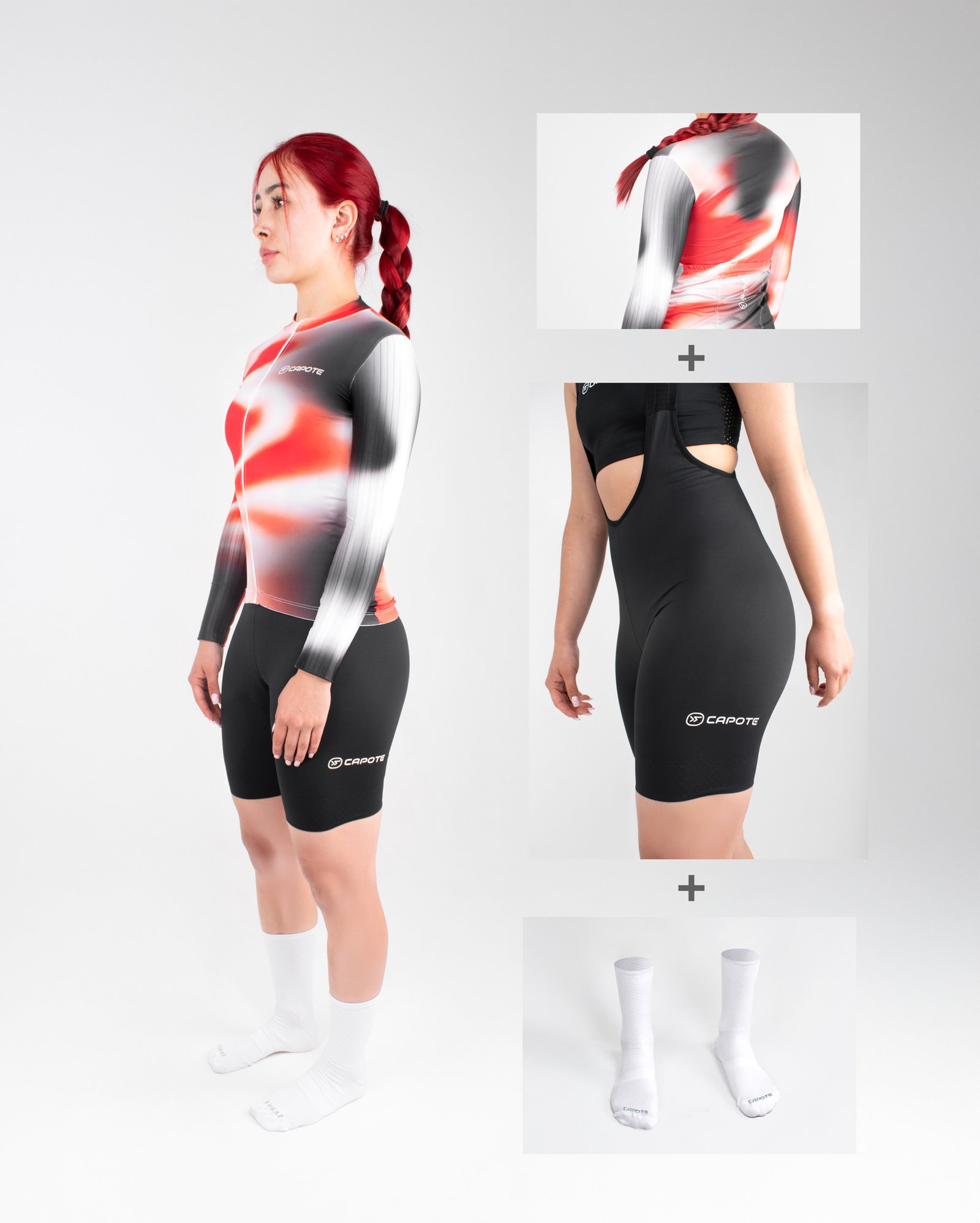 JERSEY INFERNO MANGA LARGA + LICRA ÉLITE NEGRA + MEDIAS SNOW - MUJER