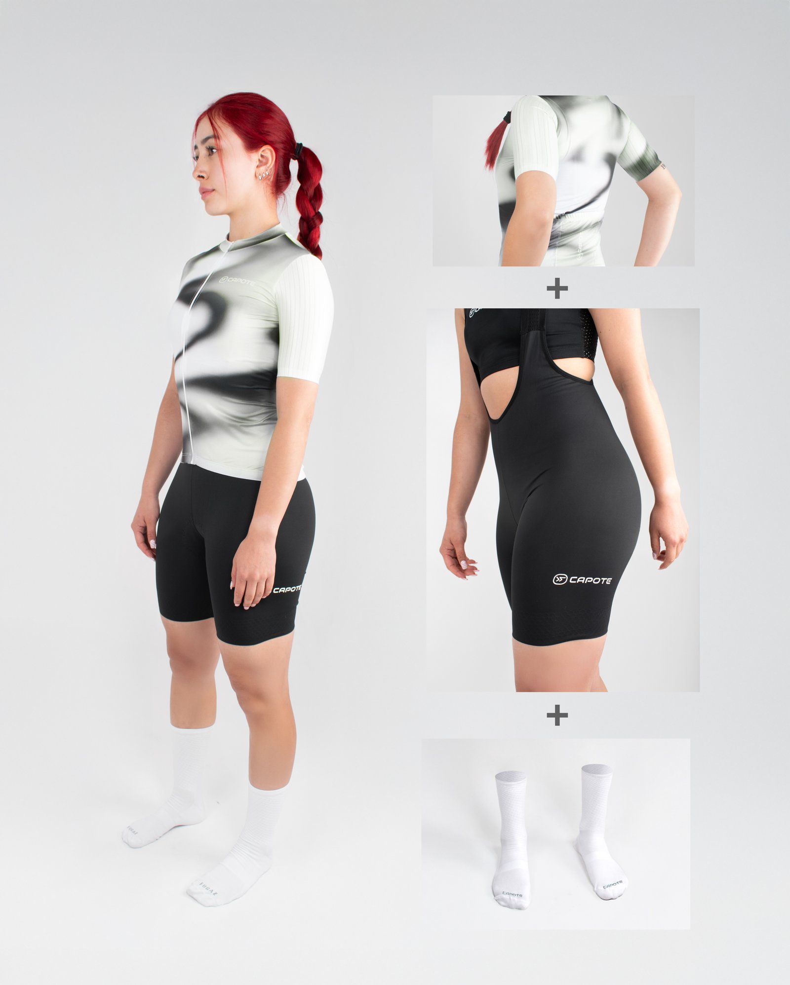 JERSEY PHANTOM MANGA CORTA + LICRA ÉLITE NEGRA + MEDIAS SNOW - MUJER