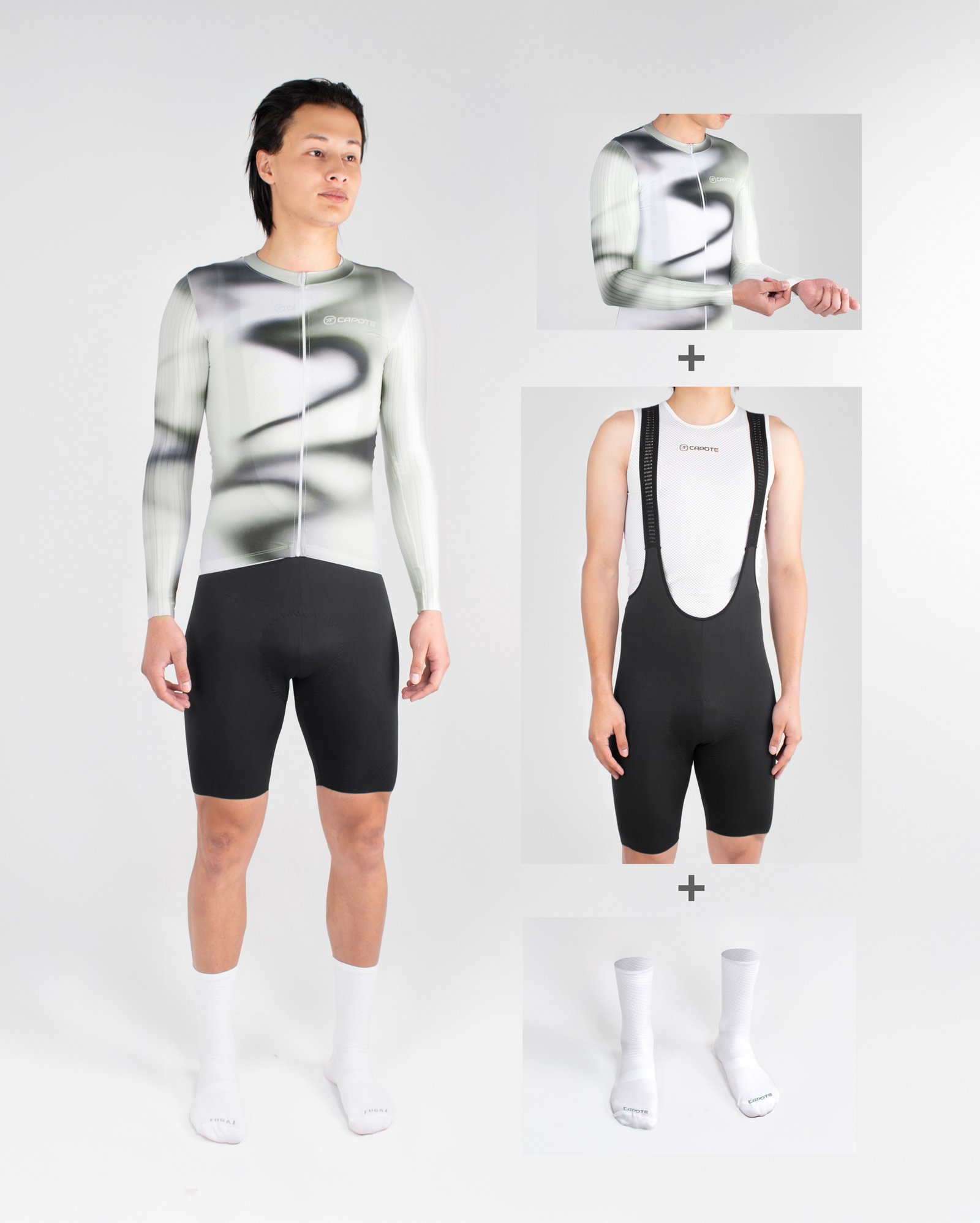 JERSEY PHANTOM MANGA LARGA + LICRA ÉLITE NEGRA + MEDIAS SNOW - HOMBRE