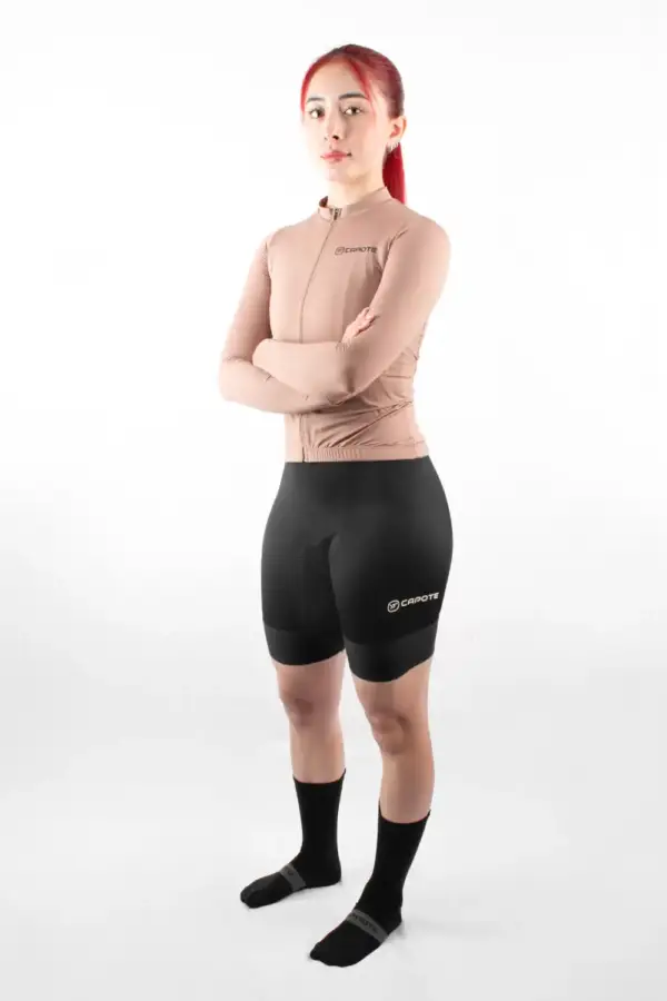 Jersey de Ciclismo Brown Manga Larga Mujer