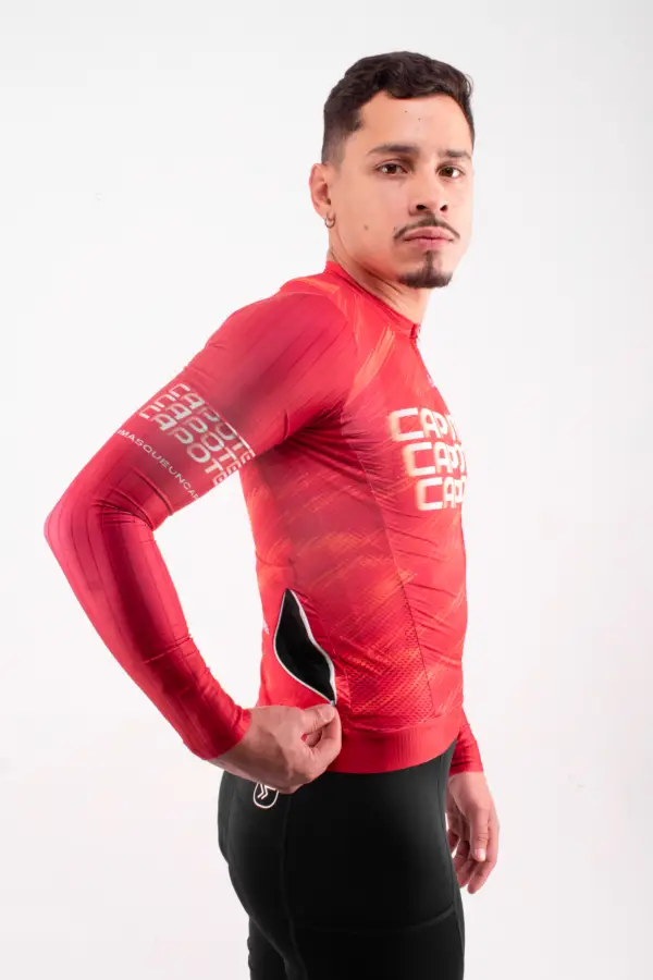 Jersey de Ciclismo Flux Red Manga Larga Hombre