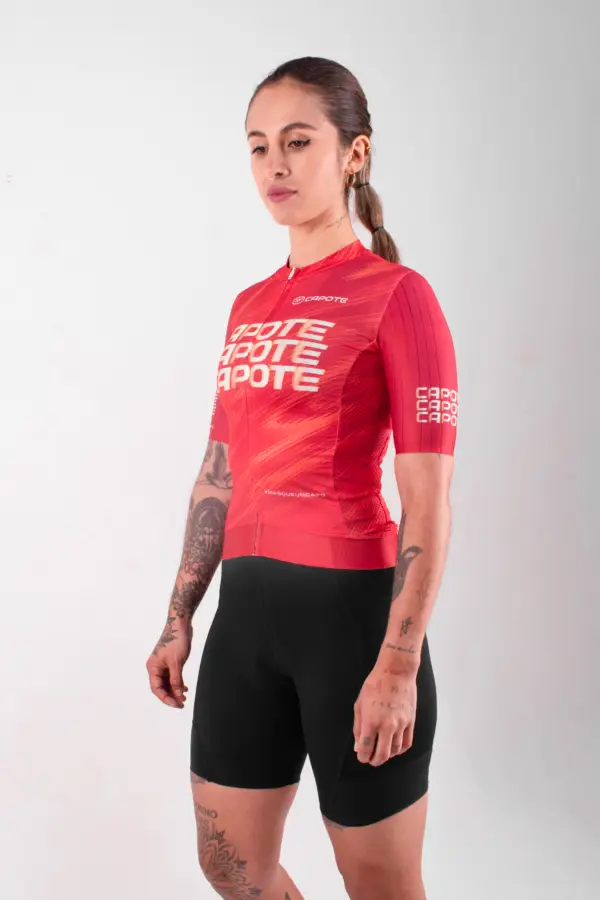 Jersey de Ciclismo Flux Red Manga Corta Mujer