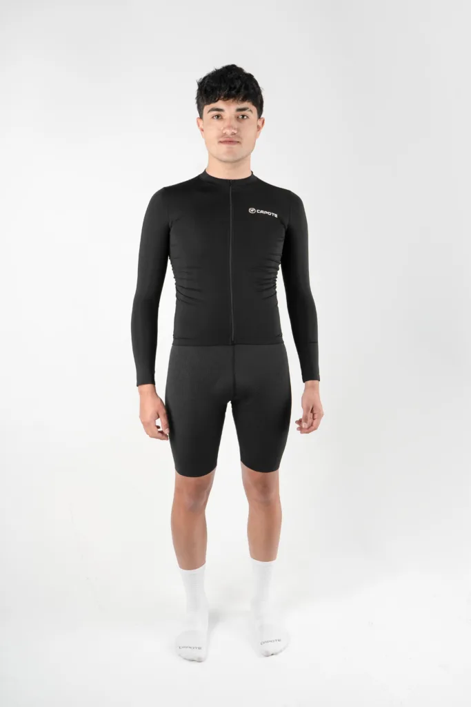 Jersey de Ciclismo Negro Manga Larga Hombre
