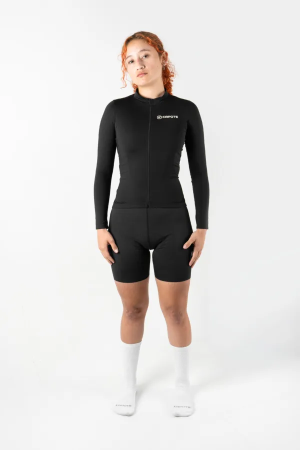 Jersey de Ciclismo Negro Manga Larga Mujer