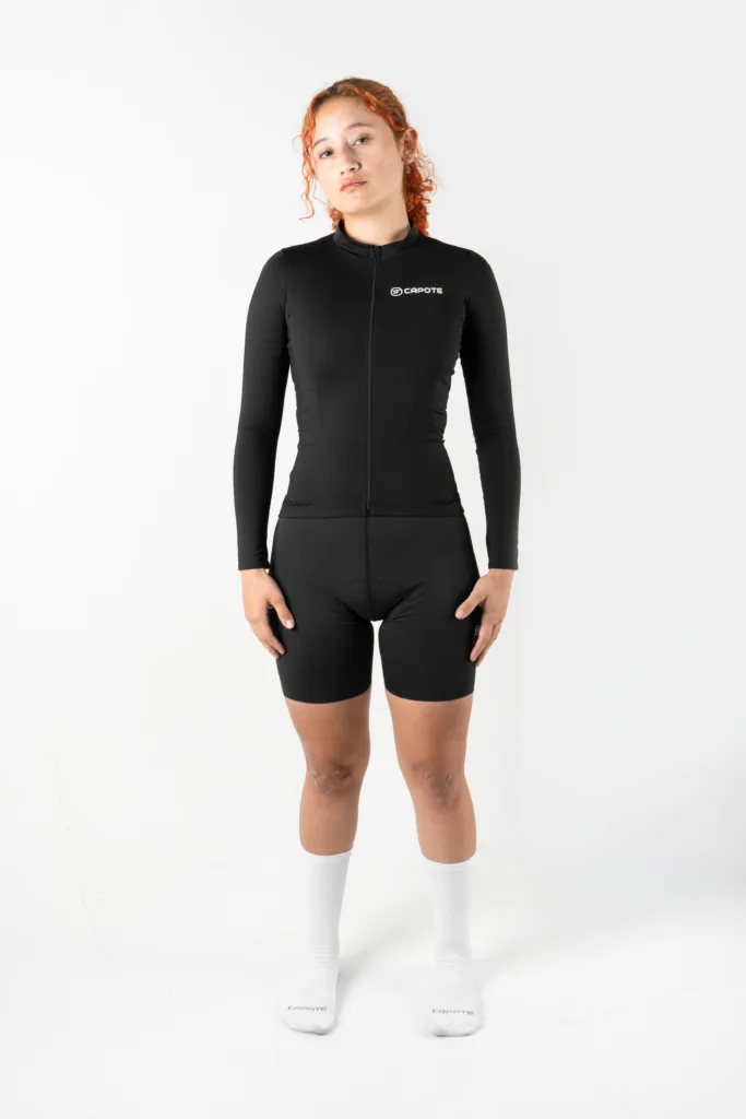 Jersey de Ciclismo Negro Manga Larga Mujer