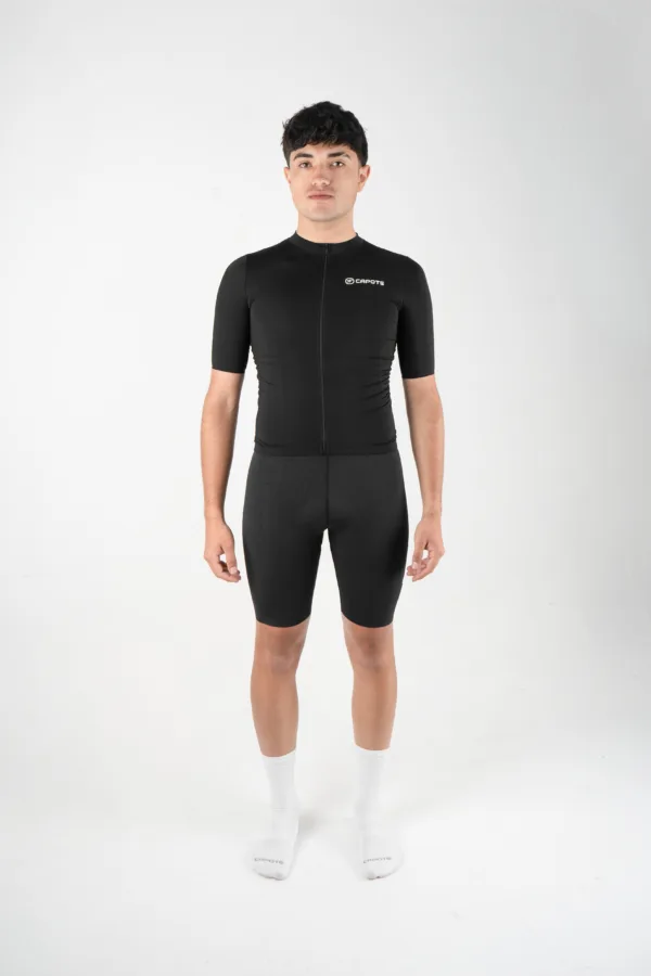 Jersey de Ciclismo Negro Manga Corta Hombre