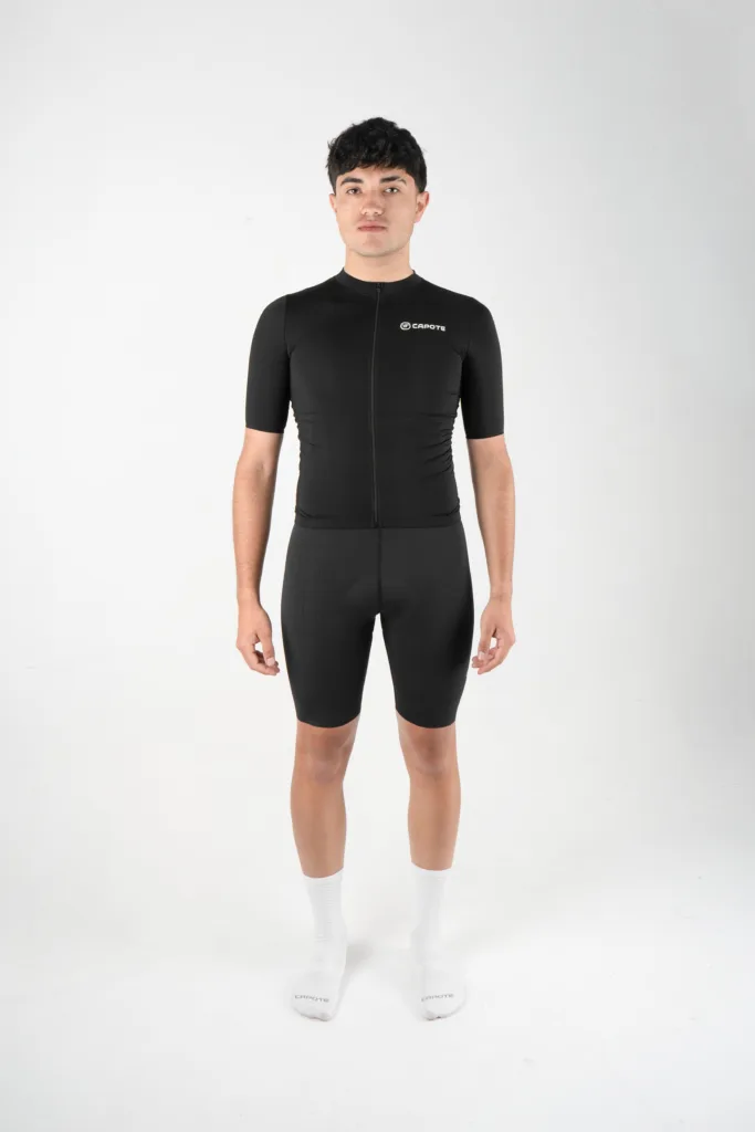 Jersey de Ciclismo Negro Manga Corta Hombre