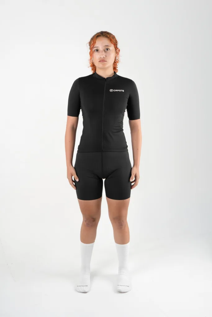 Jersey de Ciclismo Negro Manga Corta Mujer